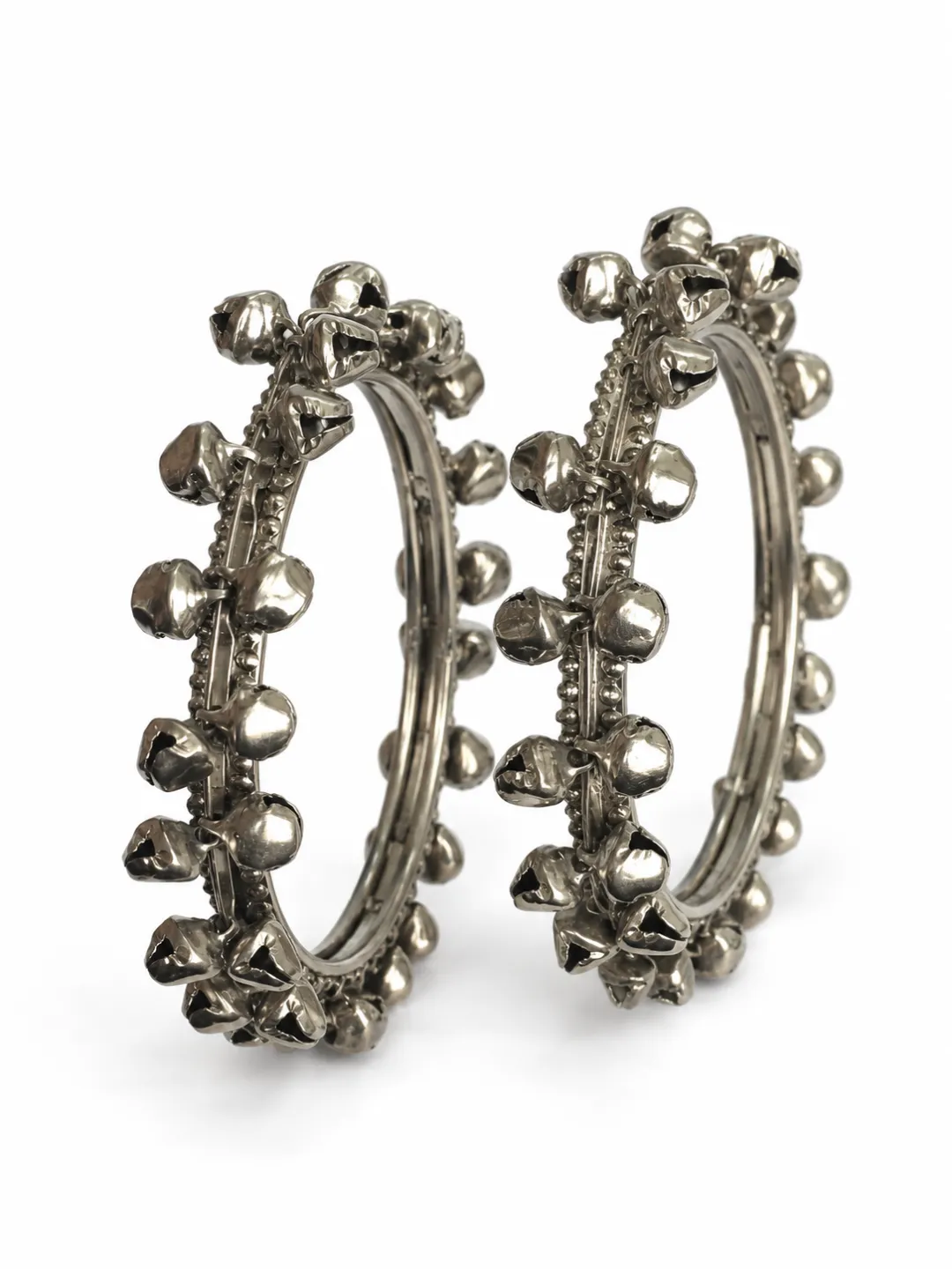 Ghungroo Bell Oxidised Bangles — pair shown together