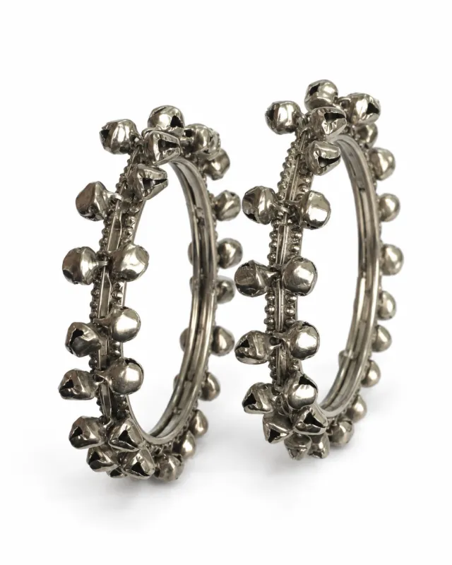 Ghungroo Bell Oxidised Bangles — pair shown together