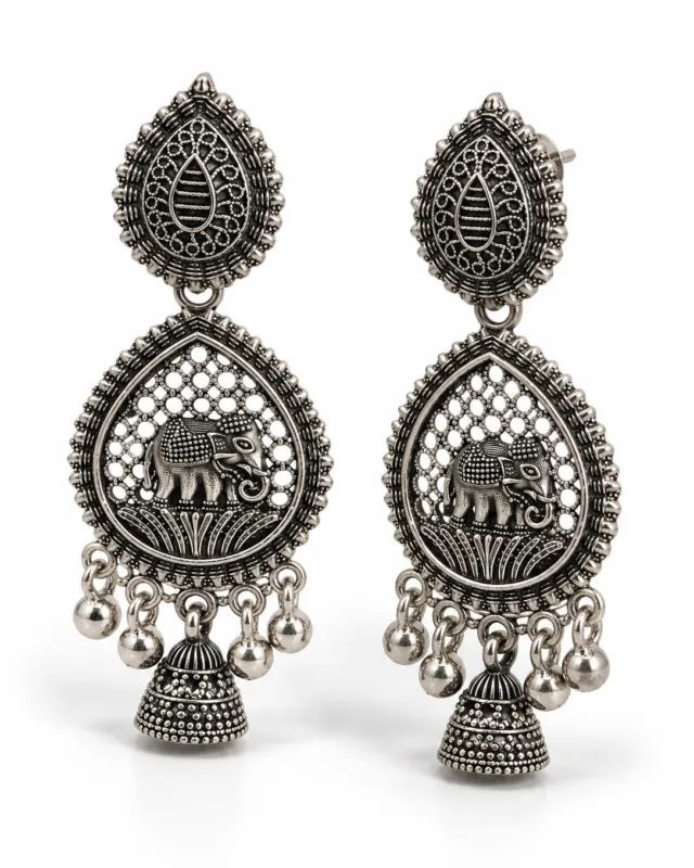 Elephant Motif Jhumka Earrings
