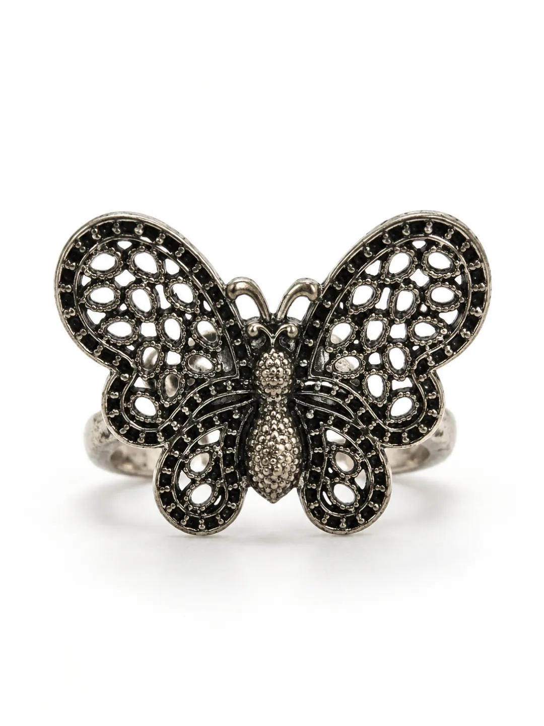 Butterfly Filigree Ring — front view of the filigree wings