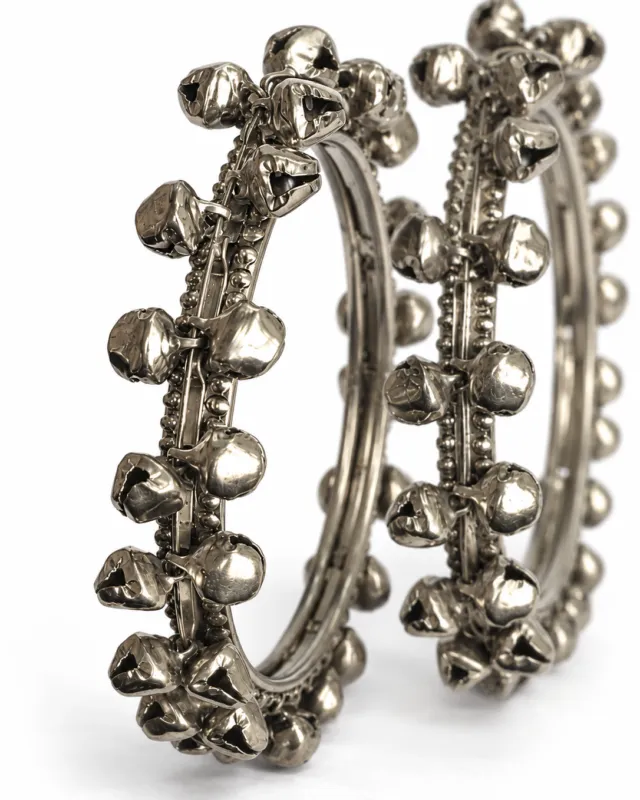 Ghungroo Bell Oxidised Bangles — close-up of the ghungroo bells