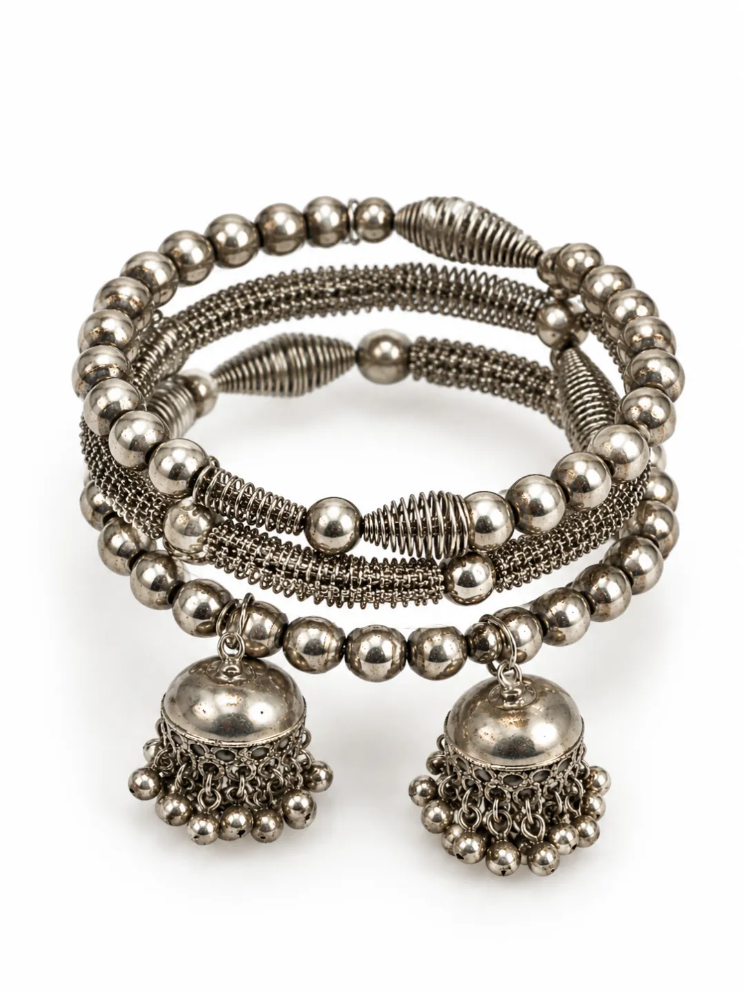 Coil Bracelet with Jhumka Drops