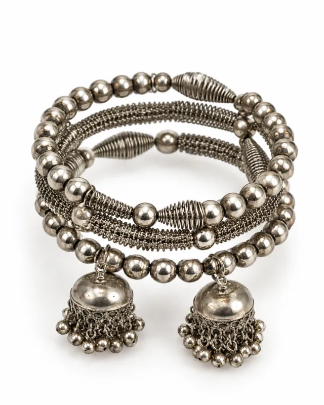 Coil Bracelet with Jhumka Drops