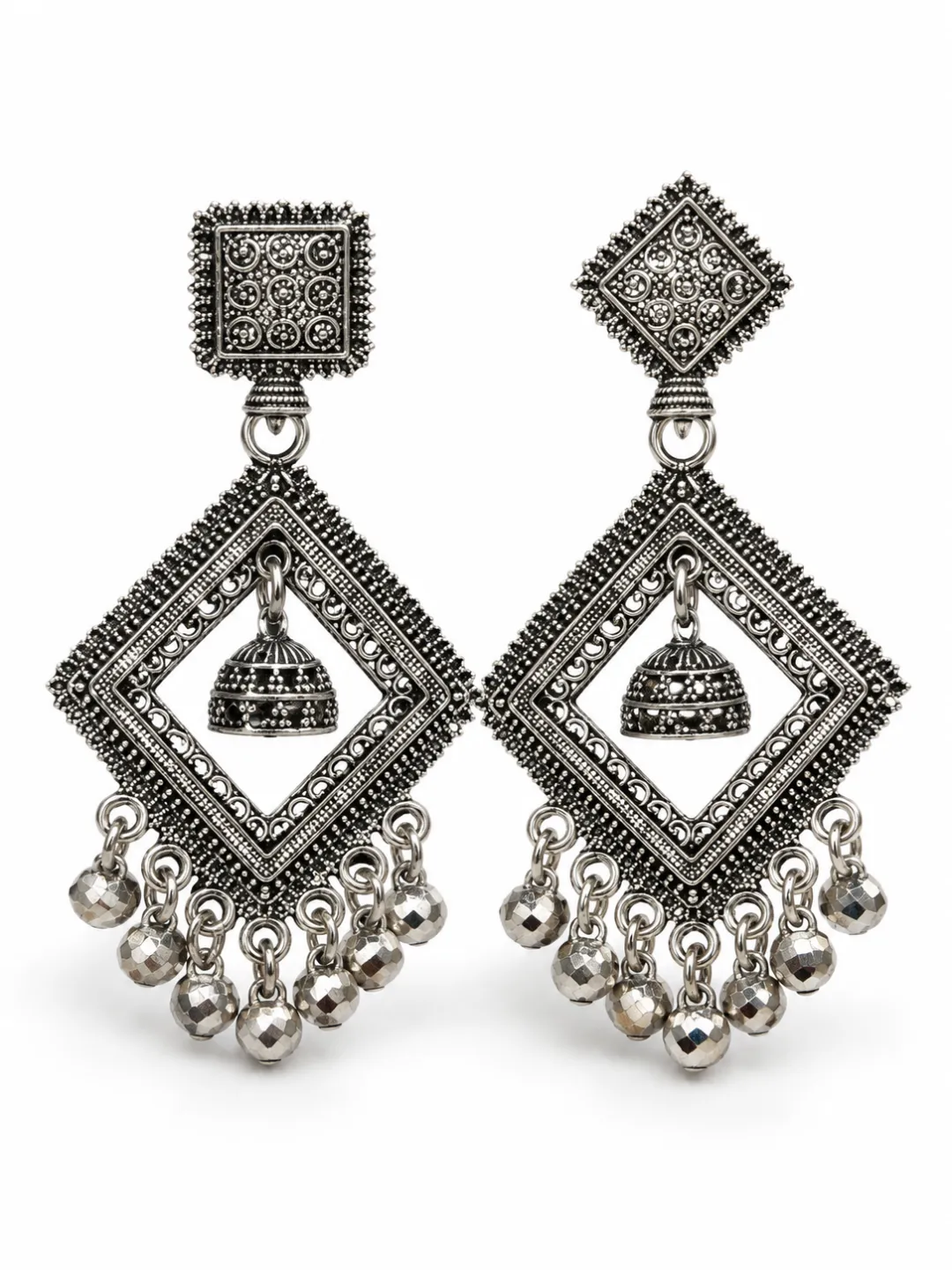 Diamond Frame Jhumka Earrings