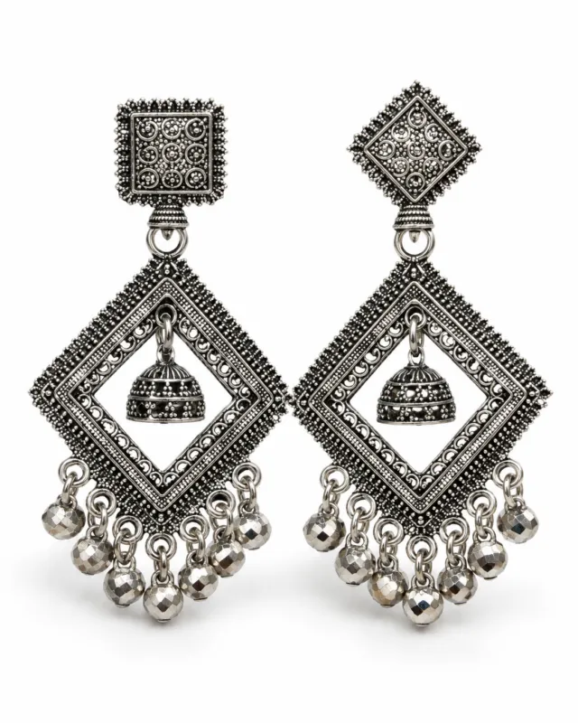 Diamond Frame Jhumka Earrings