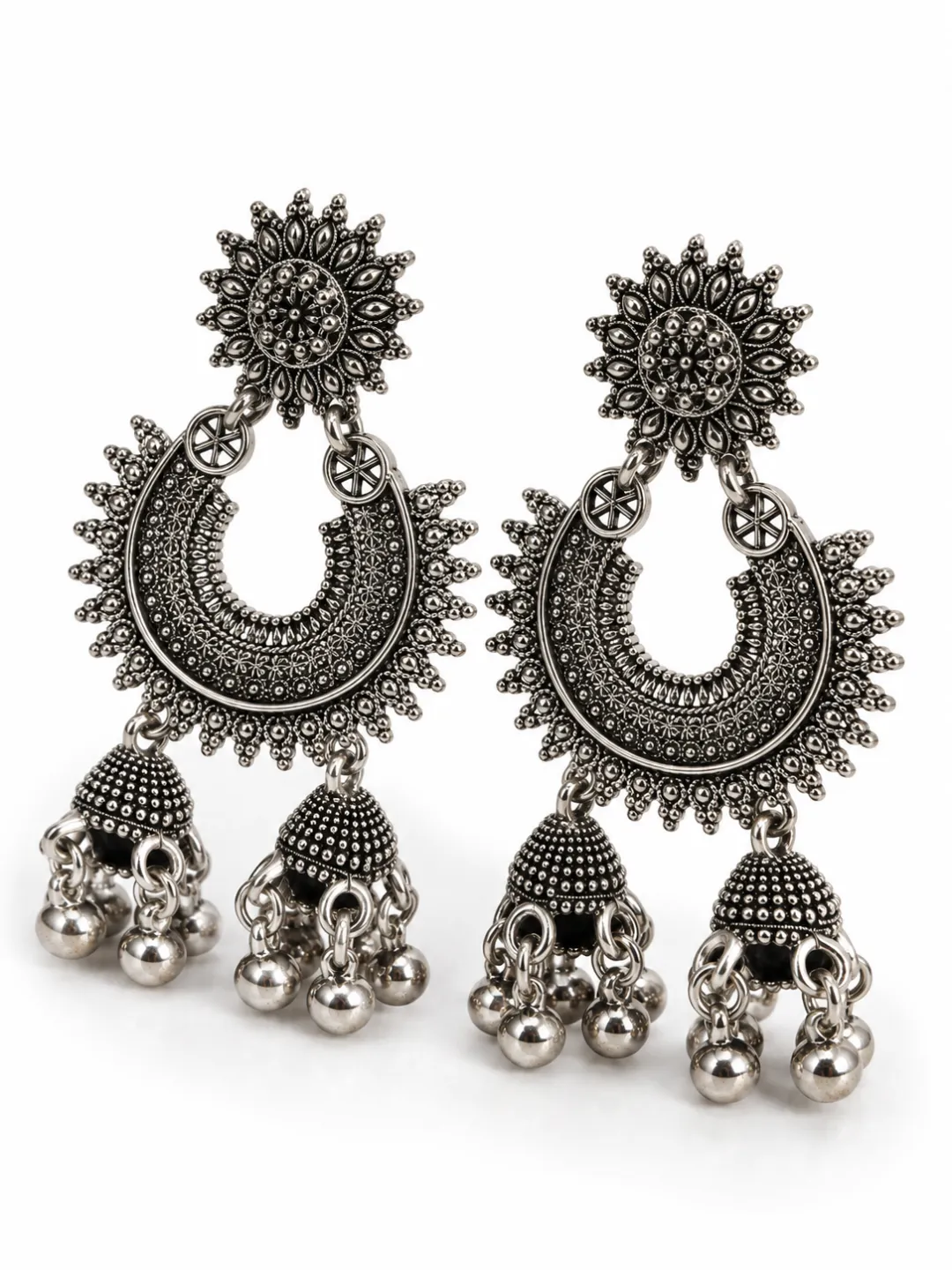 Chandbali Jhumka Earrings — pair shown together