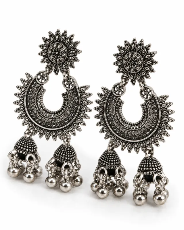 Chandbali Jhumka Earrings — pair shown together