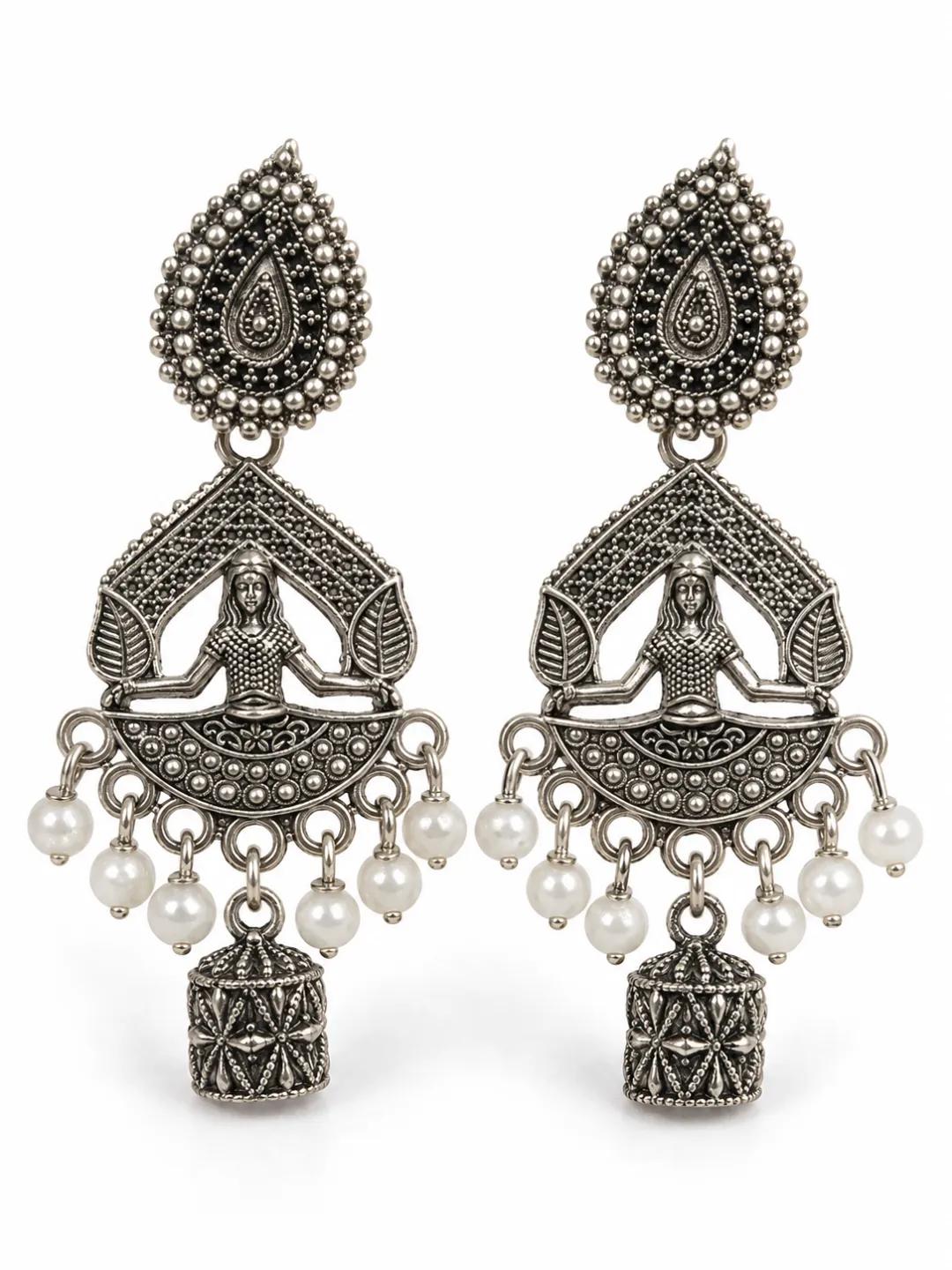 Temple Jhumka with Pearl Drops