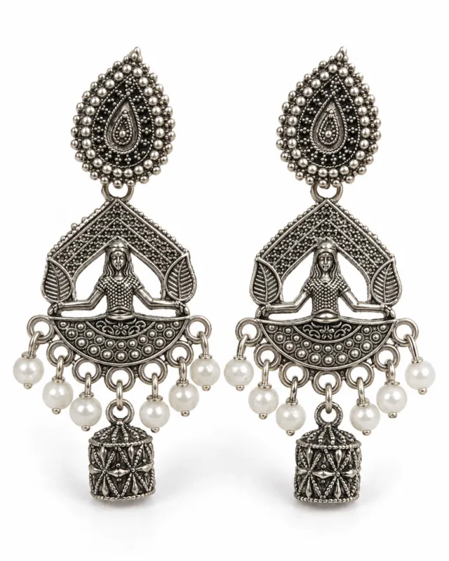 Temple Jhumka with Pearl Drops