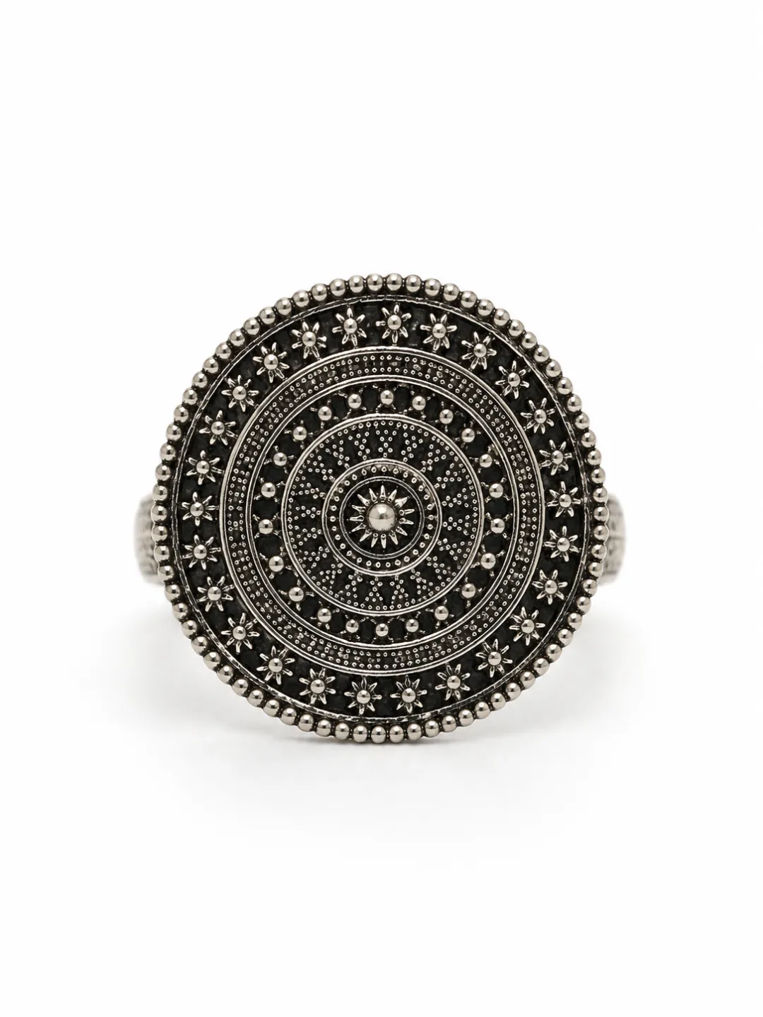 Engraved Mandala Disc Ring