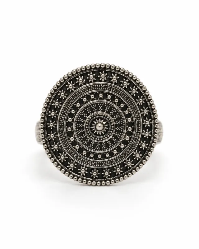 Engraved Mandala Disc Ring