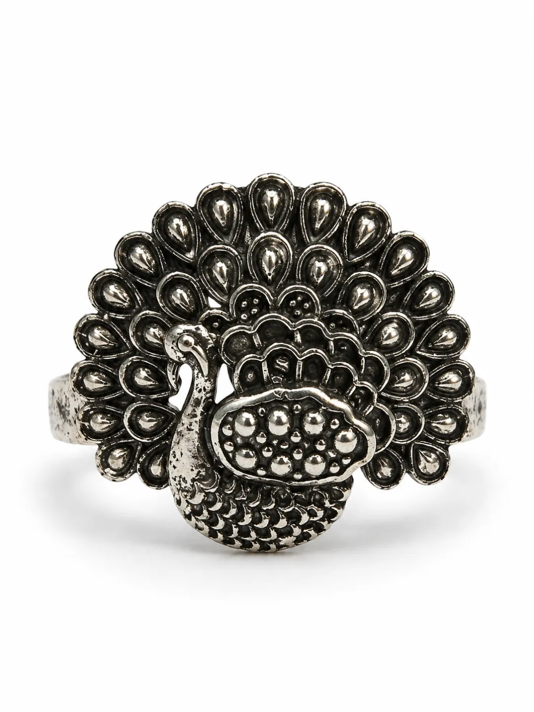 Peacock Statement Ring — side view of the band