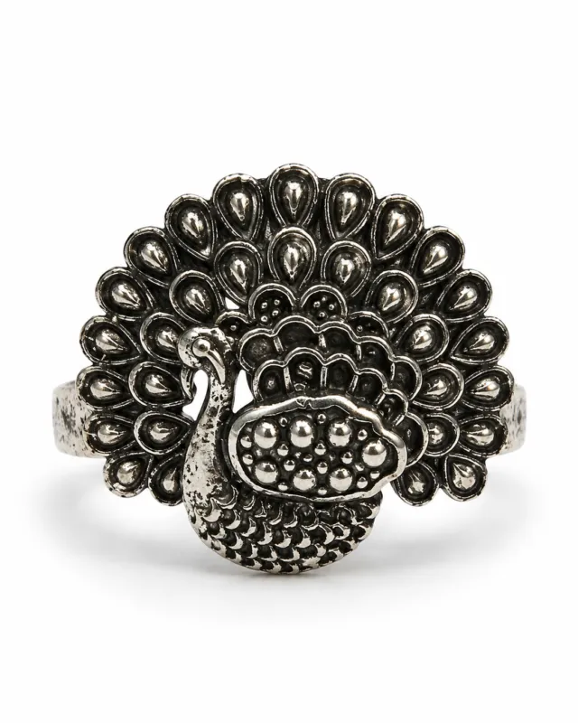 Peacock Statement Ring — side view of the band