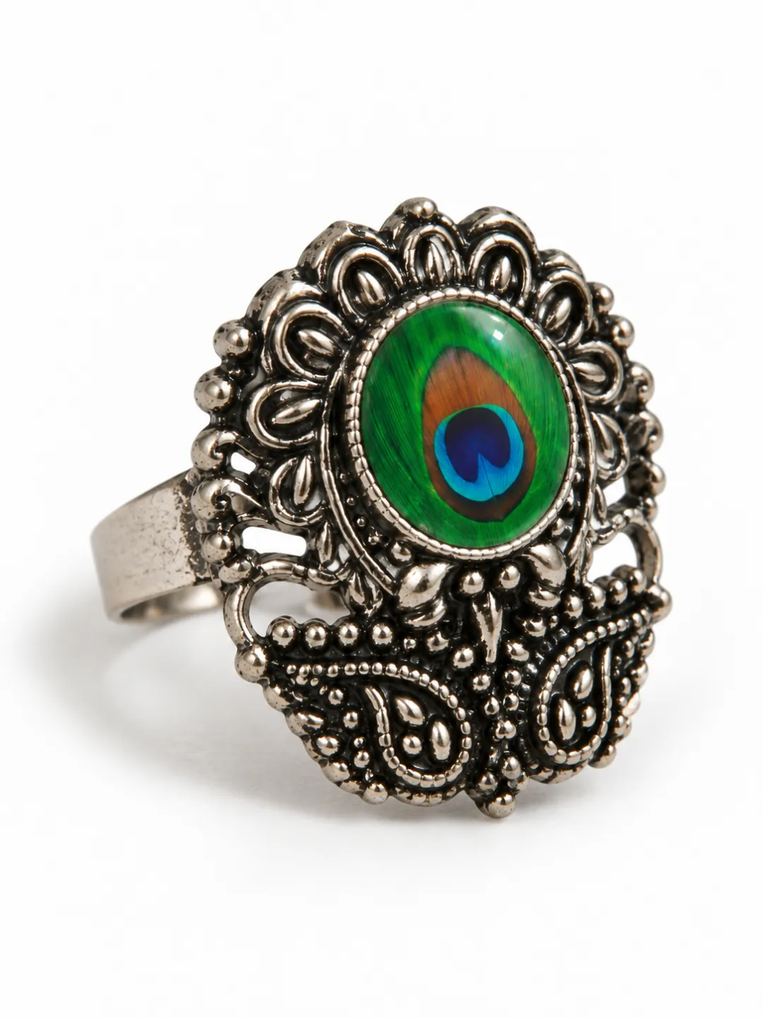 Peacock Eye Statement Ring — side view of the band