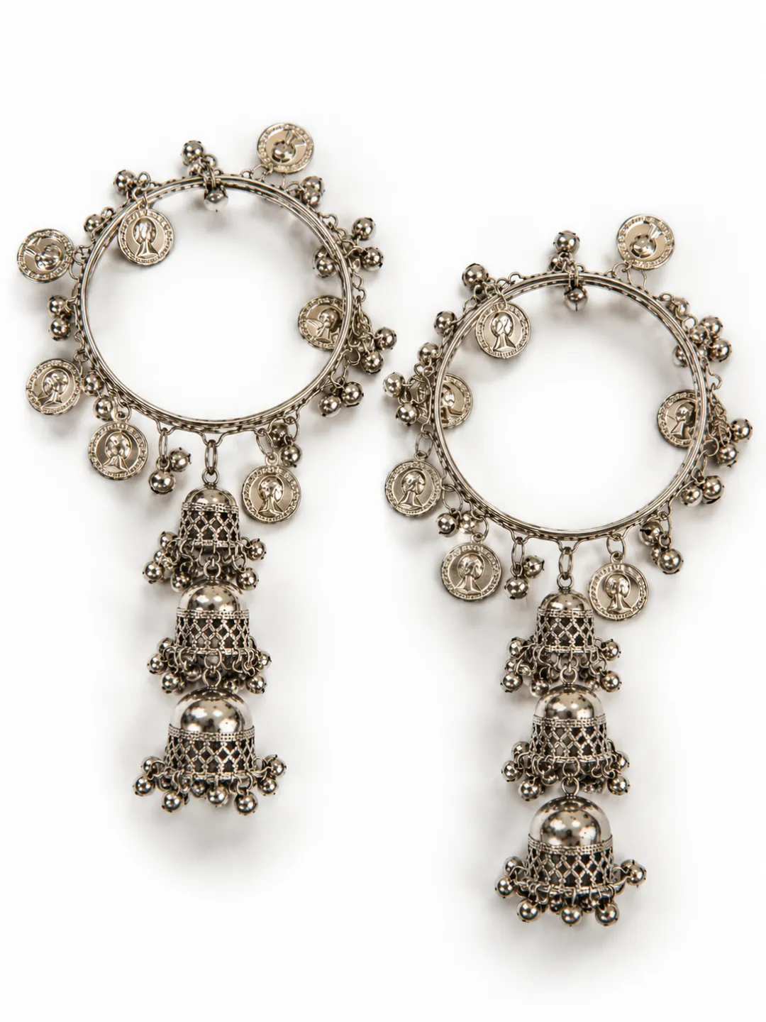Jhumka Charm Oxidised Bangles — pair shown together