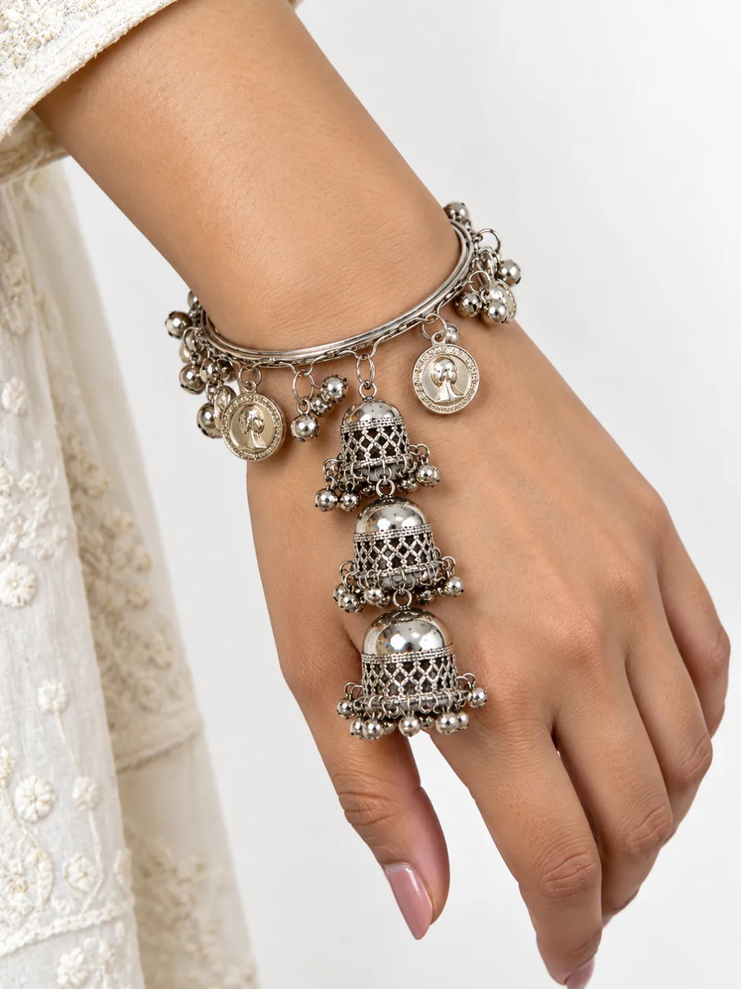 Jhumka Charm Oxidised Bangles — worn on the wrist