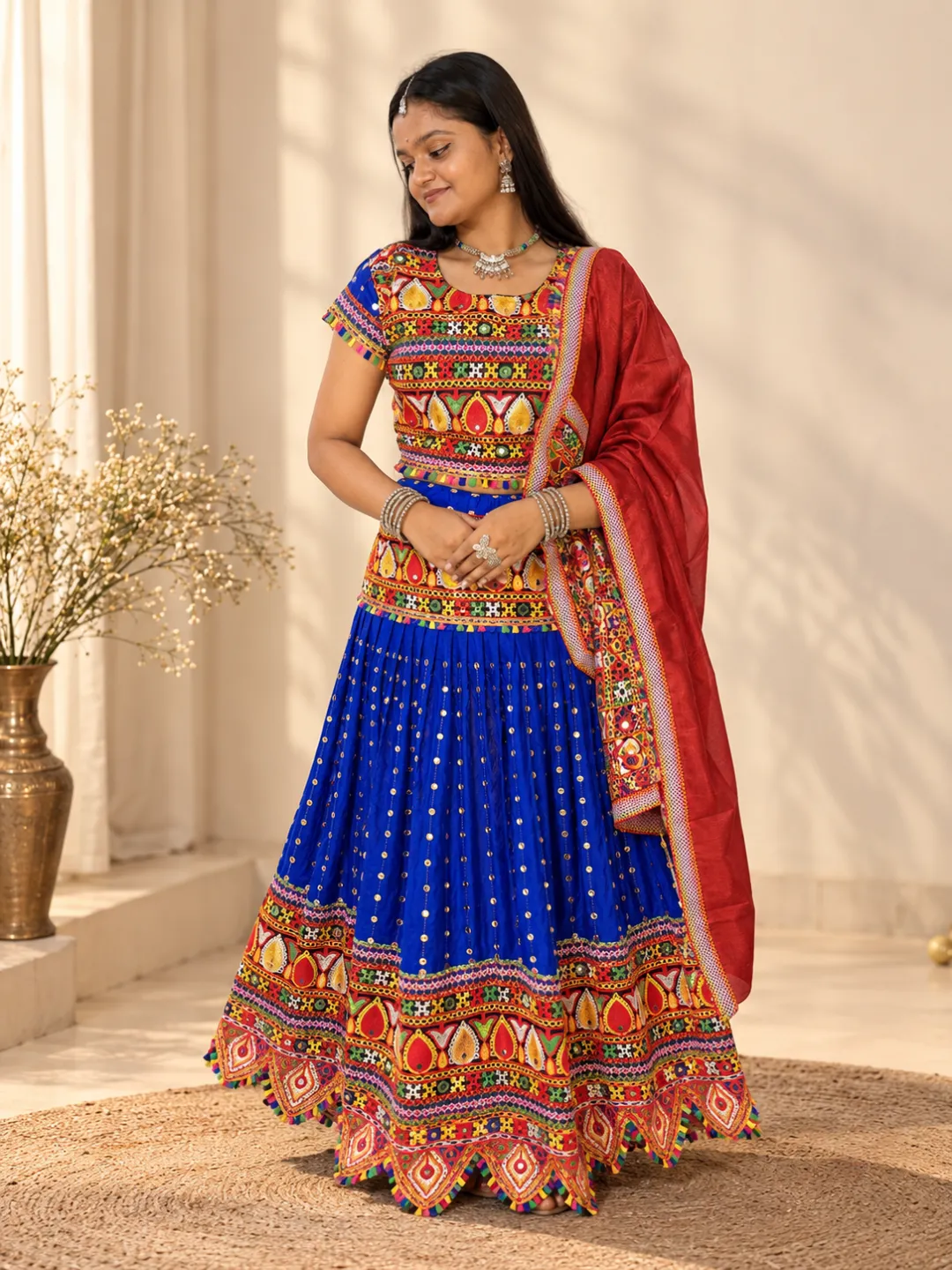 Royal Blue Mirror Work Chaniya Choli